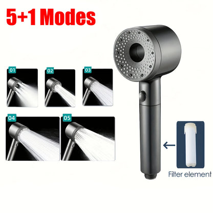 5-Mode Adjustable High-Pressure Shower Head with Water-Saving Filter - Bathroom Accessory