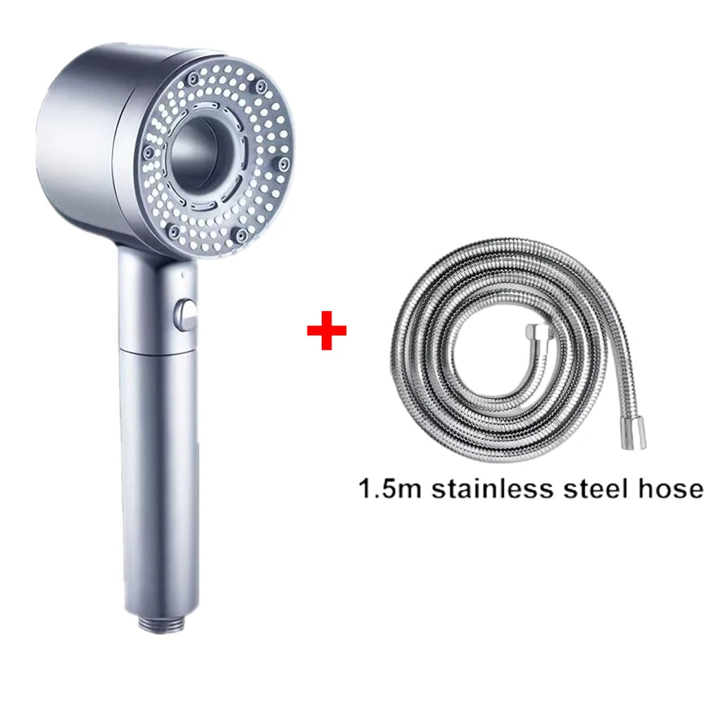 5-Mode Adjustable High-Pressure Shower Head with Water-Saving Filter - Bathroom Accessory