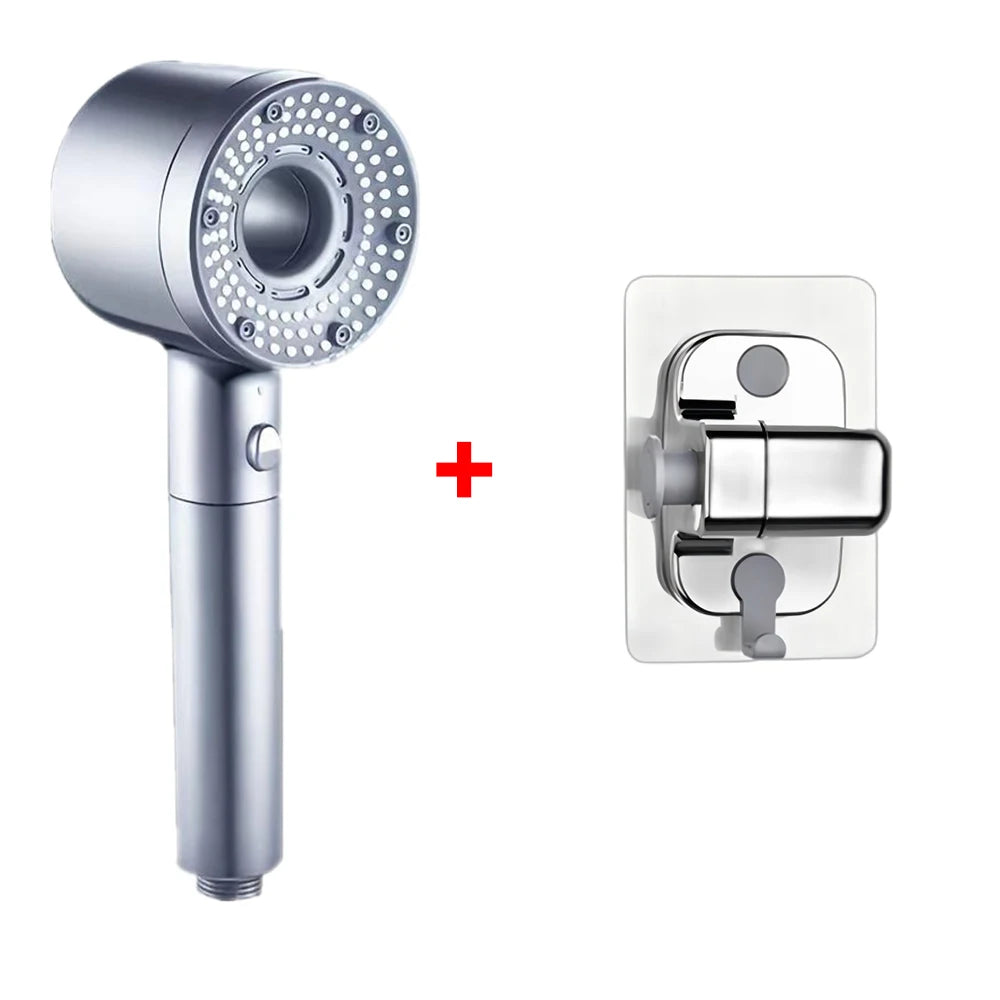 5-Mode Adjustable High-Pressure Shower Head with Water-Saving Filter - Bathroom Accessory