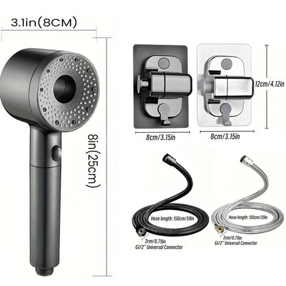 5-Mode Adjustable High-Pressure Shower Head with Water-Saving Filter - Bathroom Accessory