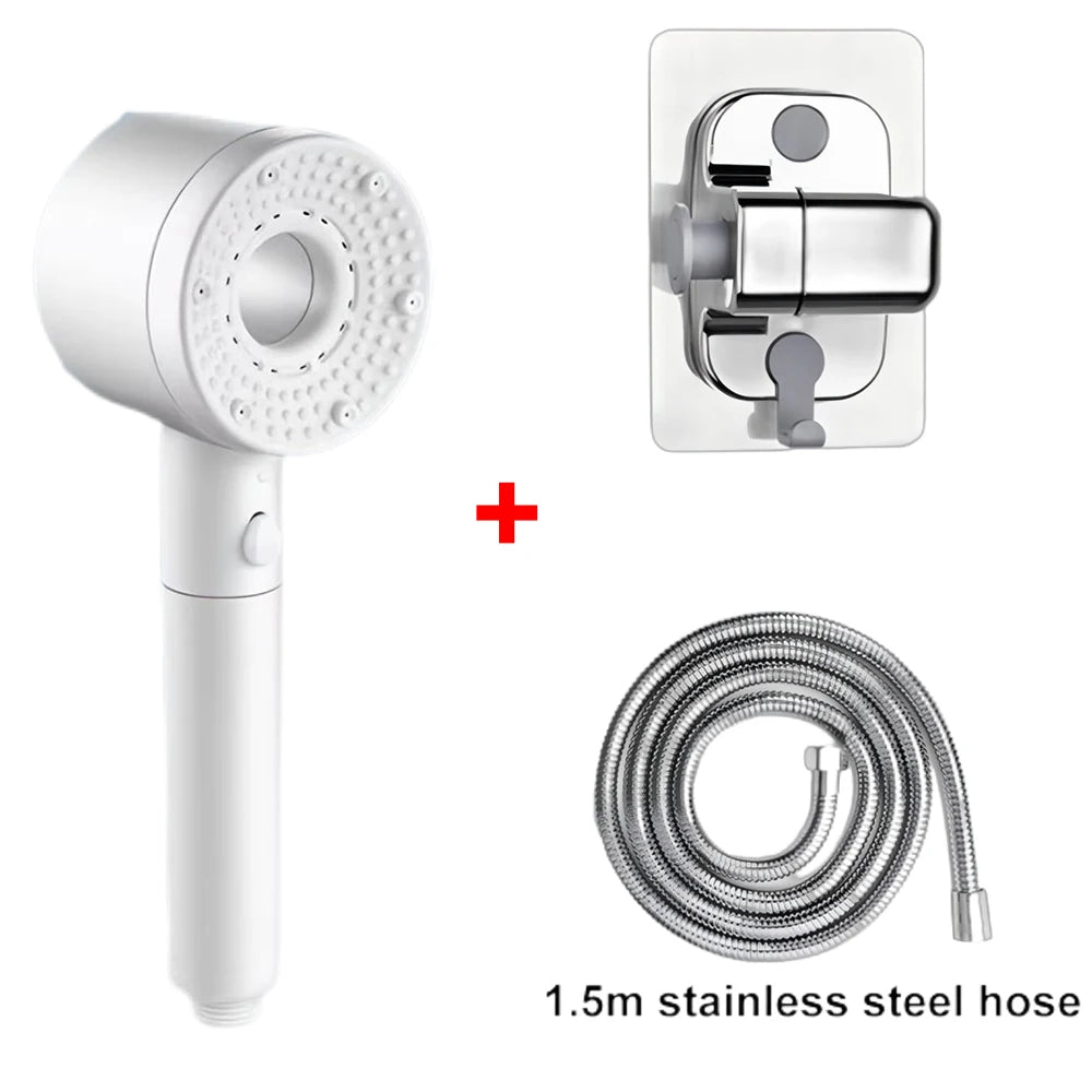 5-Mode Adjustable High-Pressure Shower Head with Water-Saving Filter - Bathroom Accessory