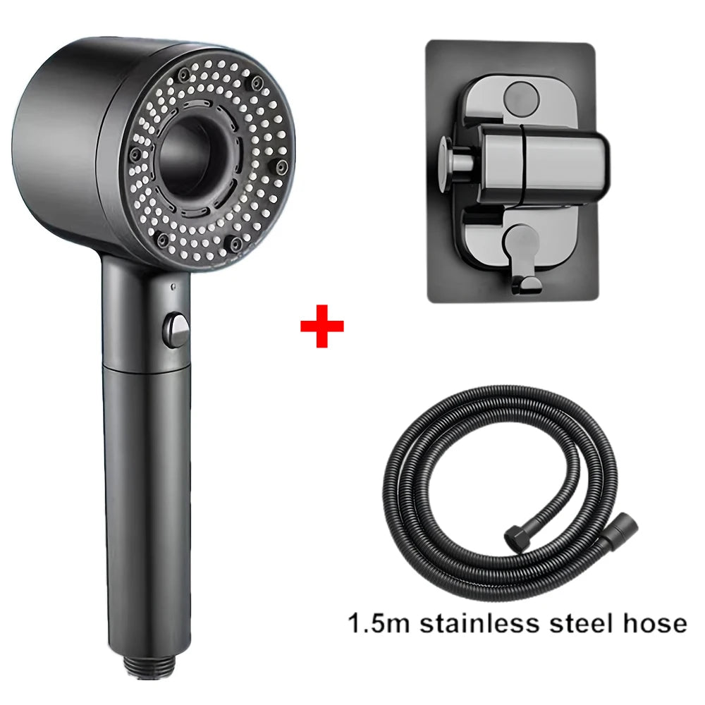 5-Mode Adjustable High-Pressure Shower Head with Water-Saving Filter - Bathroom Accessory