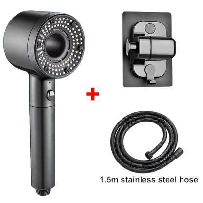 5-Mode Adjustable High-Pressure Shower Head with Water-Saving Filter - Bathroom Accessory