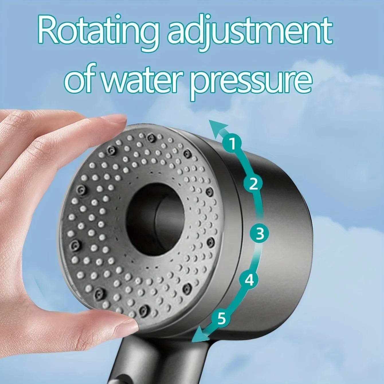 5-Mode Adjustable High-Pressure Shower Head with Water-Saving Filter - Bathroom Accessory