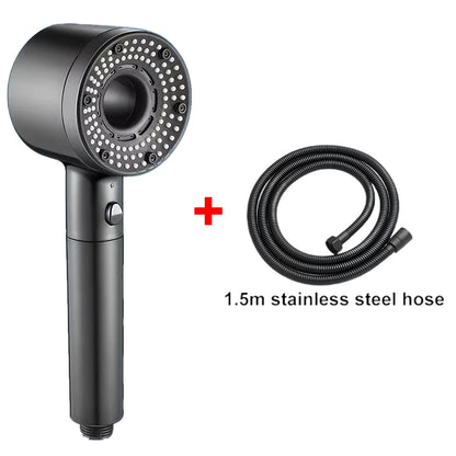 5-Mode Adjustable High-Pressure Shower Head with Water-Saving Filter - Bathroom Accessory
